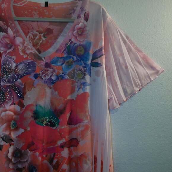 Peach and Pink floral sublimation tunic top Size 3X - Picture 3 of 10